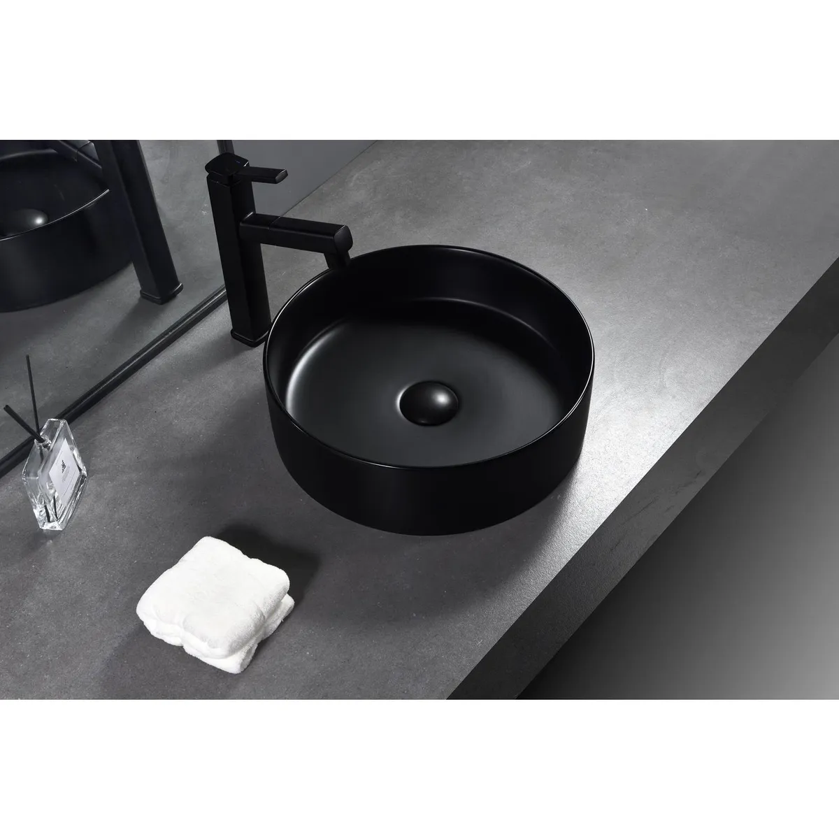 SENSI DACQUA - Lavamanos de Cerámica Circular Mate Negro