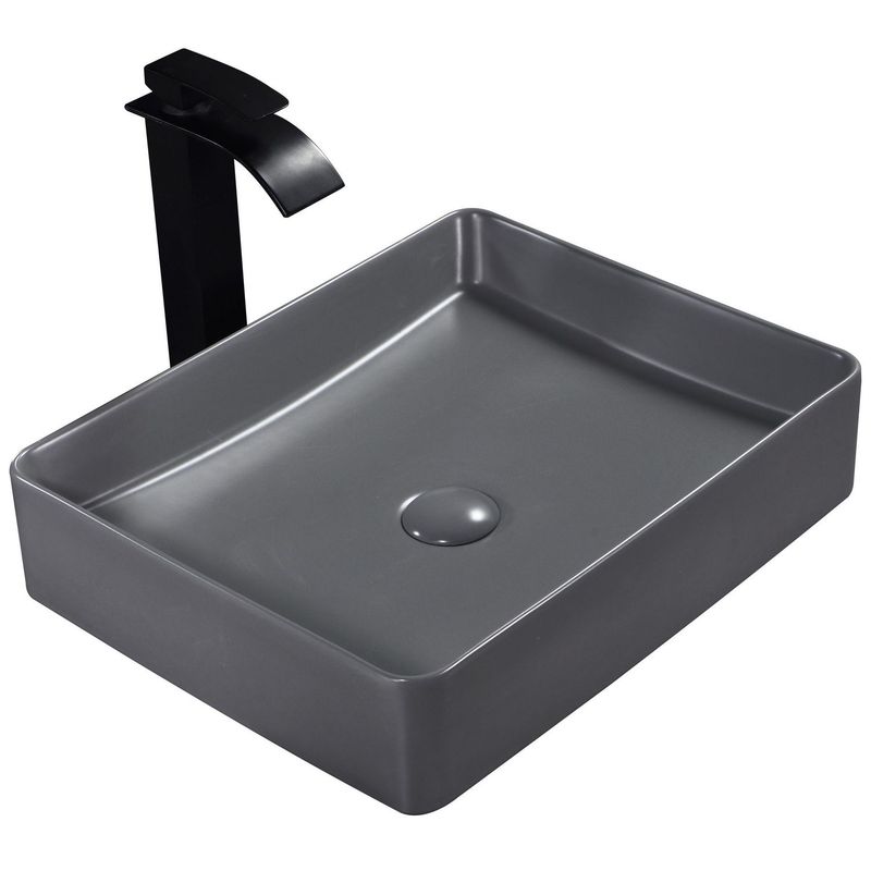 SENSI DACQUA - Lavamanos de Cerámica Rectángular Mate Gris