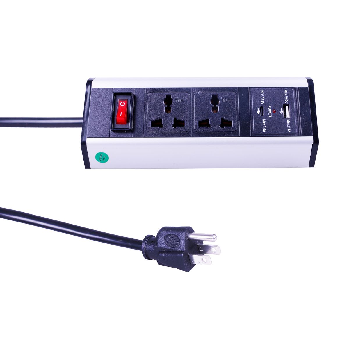 HALUX - Extensión eléctrica blanco para escritorio de 2 metros