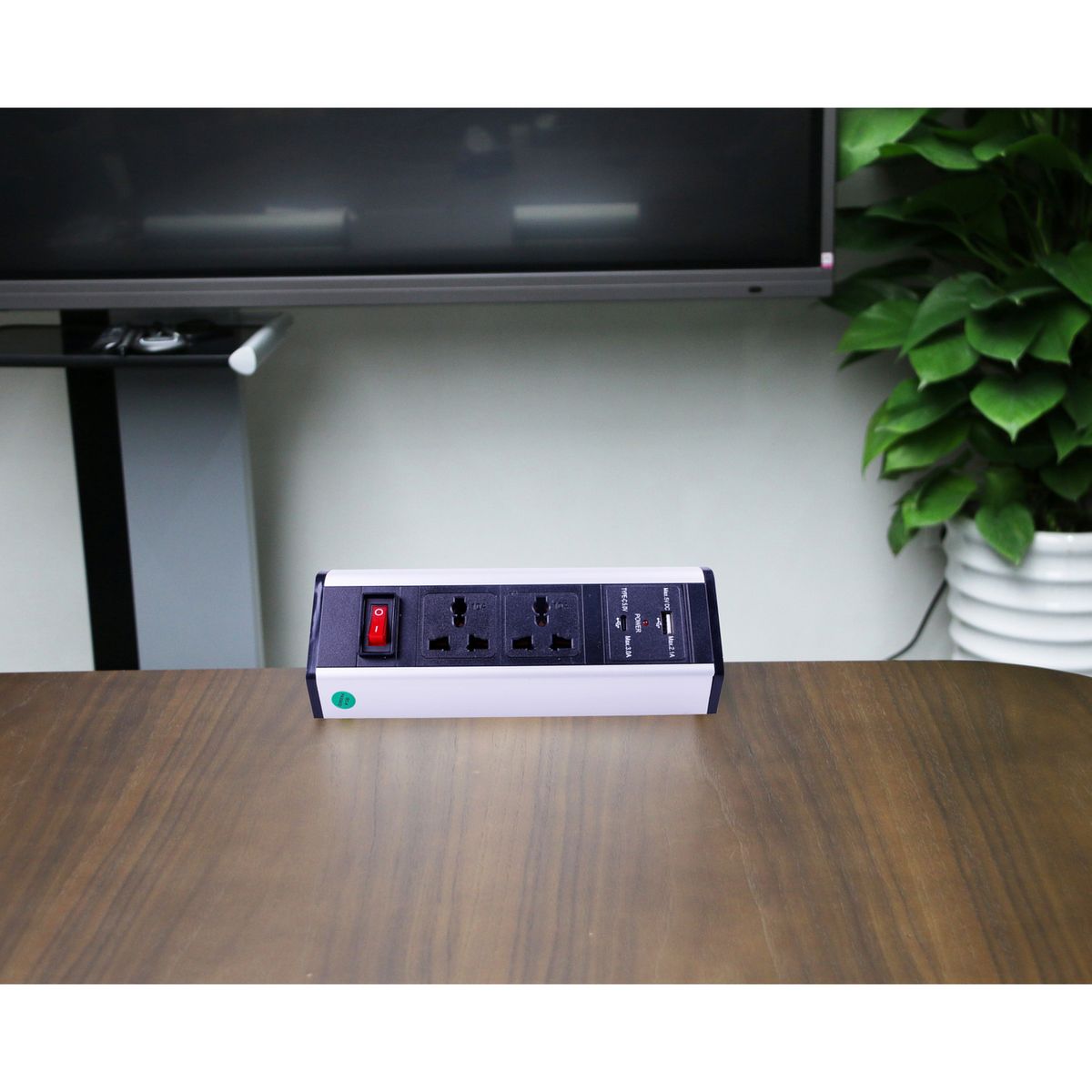 HALUX - Extensión eléctrica blanco para escritorio de 2 metros