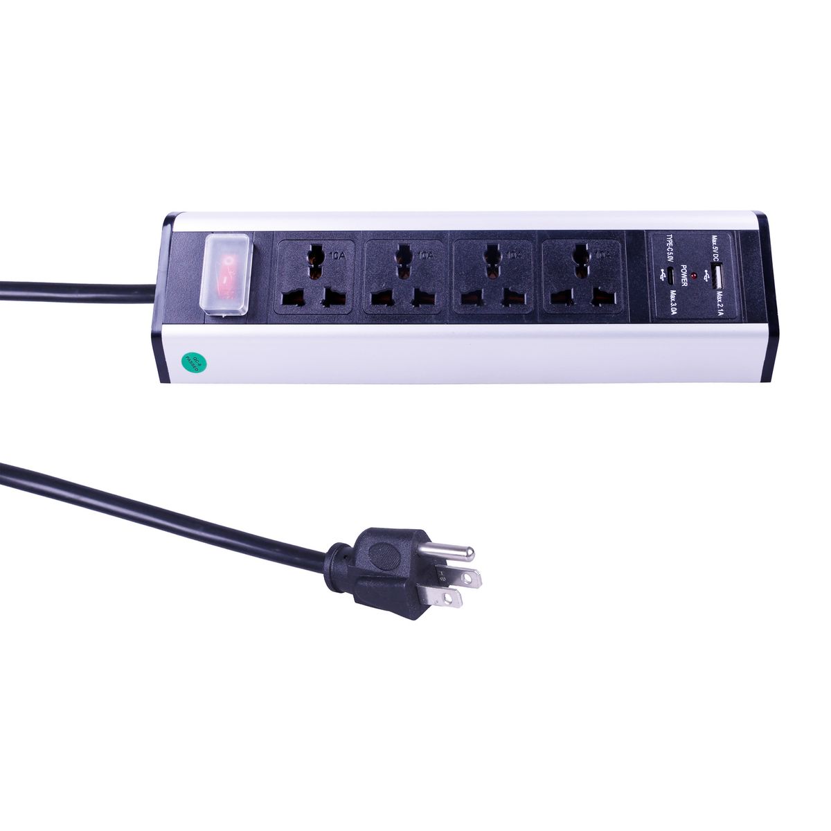 HALUX - Extensión eléctrica gris y negro para escritorio de 4 metros