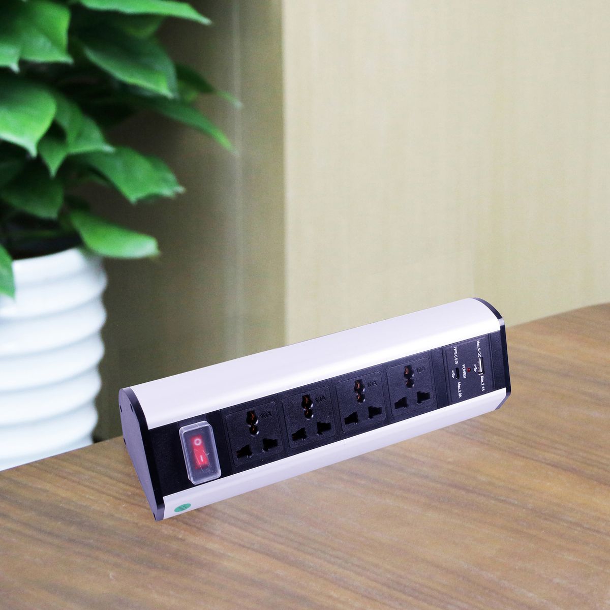 HALUX - Extensión eléctrica gris y negro para escritorio de 4 metros