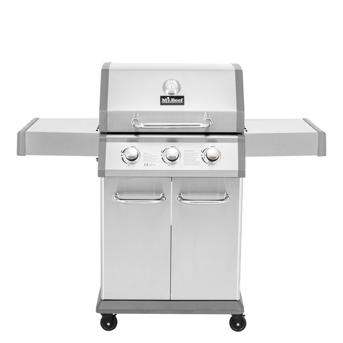 MR BEEF - Parrilla a Gas 3 Quemadores Acero Expert Mr Beef