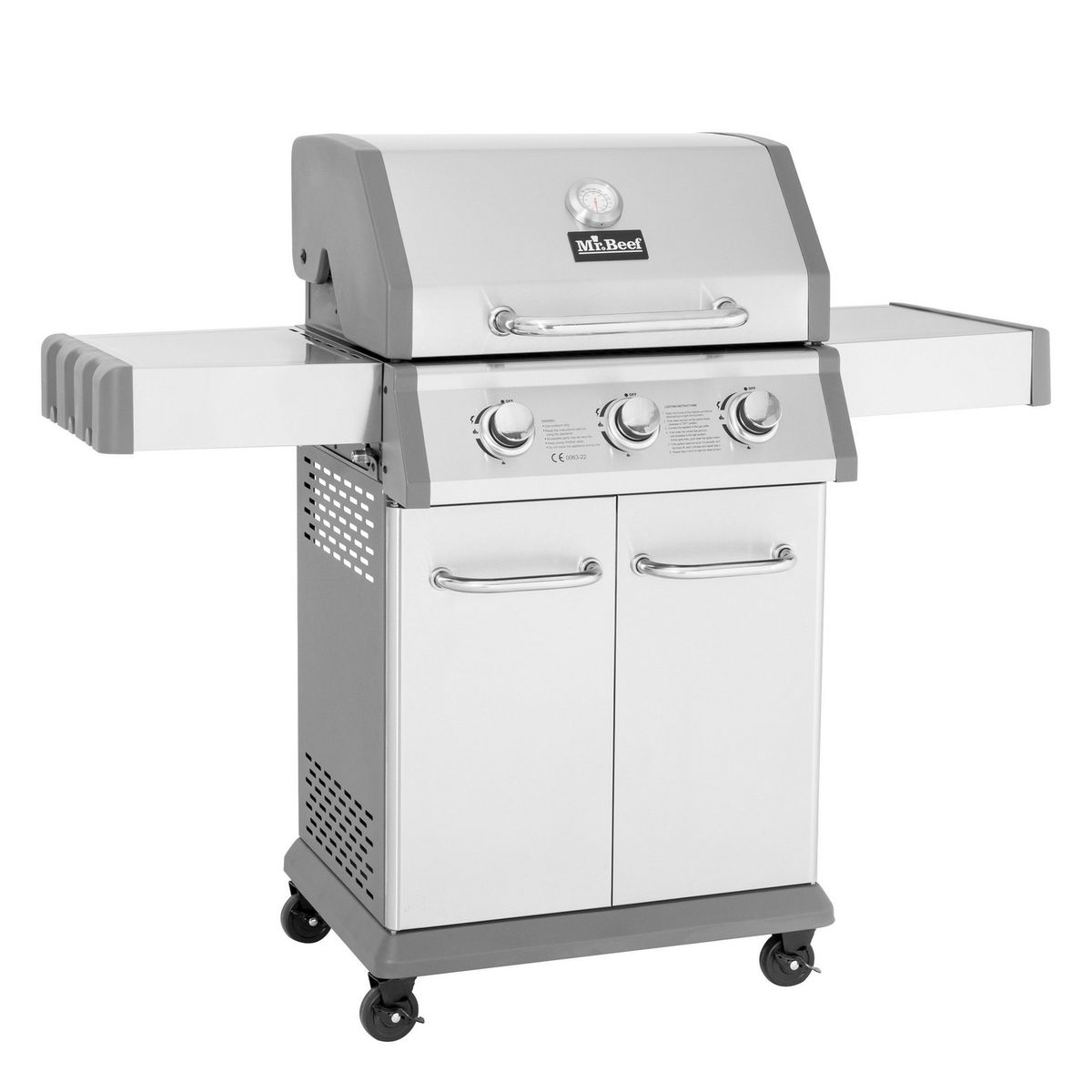 MR BEEF - Parrilla a Gas 3 Quemadores Acero Expert Mr Beef