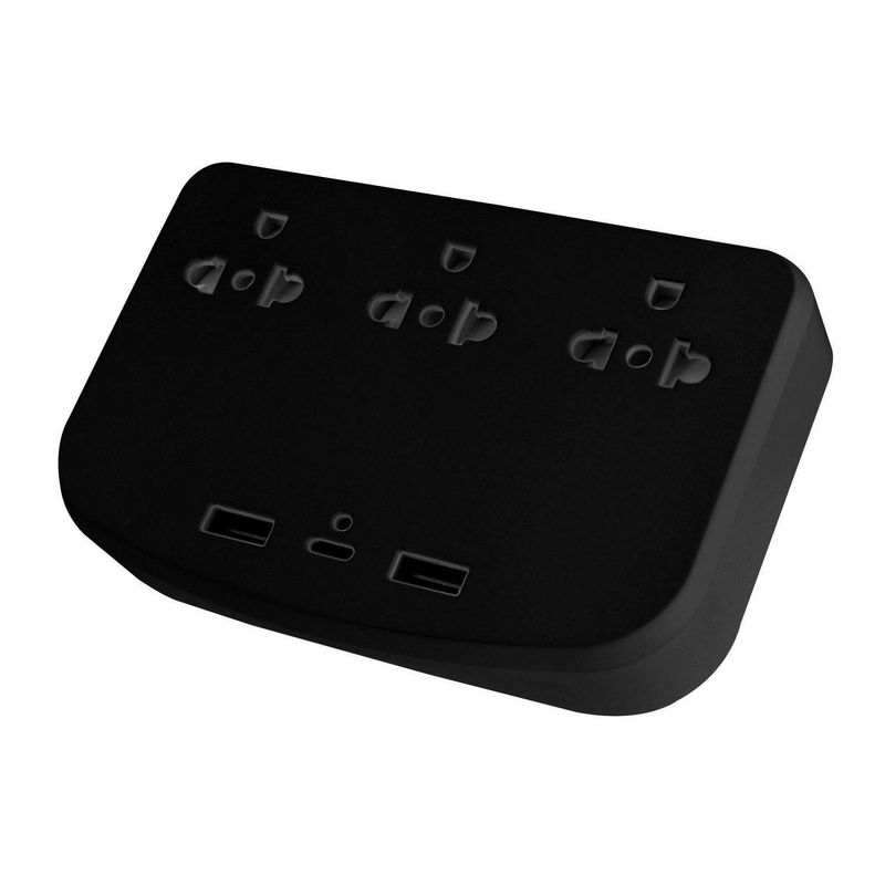 HALUX - Adaptador universal Halux 3T/2Usb/Usb-C Negro