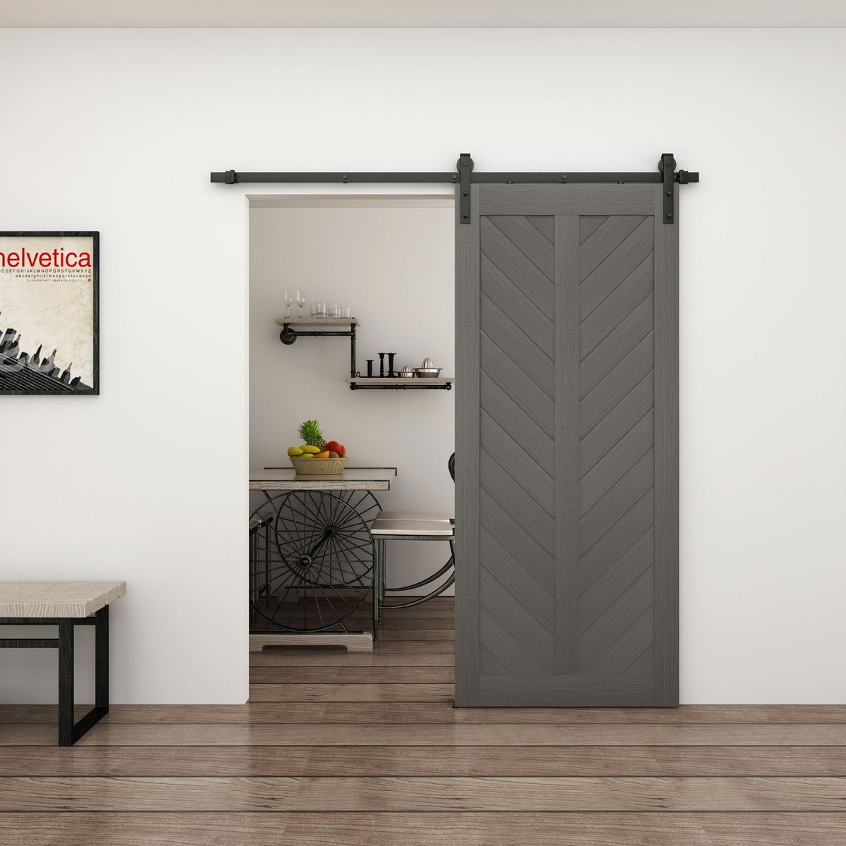 HOLZTEK - Puerta Corrediza MDF GRIS 91x301x3,5