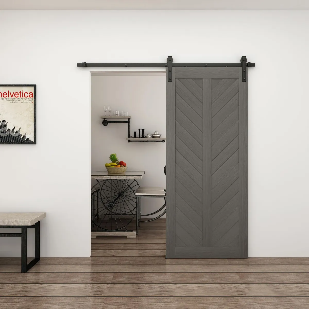 HOLZTEK - Puerta Corrediza MDF GRIS 91x301x3,5