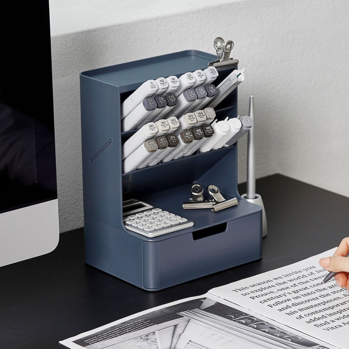 SYSMAX - Organizador de Escritorio Cobalto con divisiones Hive