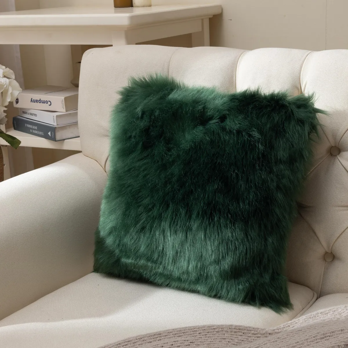 JUST HOME COLLECTION - Cojín Peludo 45x45cm Verde