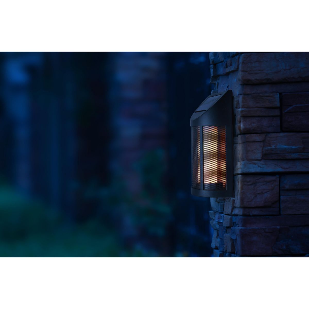 JUST HOME COLLECTION - Braquete De Pared Exterior Solar Led Flama Negro