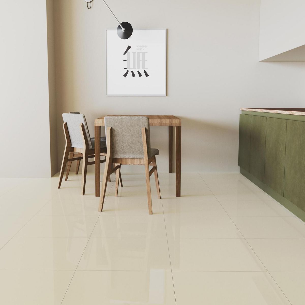 HOLZTEK - Porcelanato rectificado Beige 60x60 Clásico Brillante 1.44 m2
