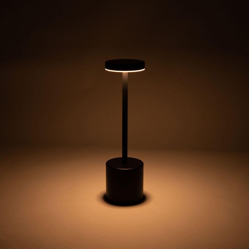 JUST HOME COLLECTION - Lámpara de Mesa LED Inalámbrica Recargable por USB Maca Negro