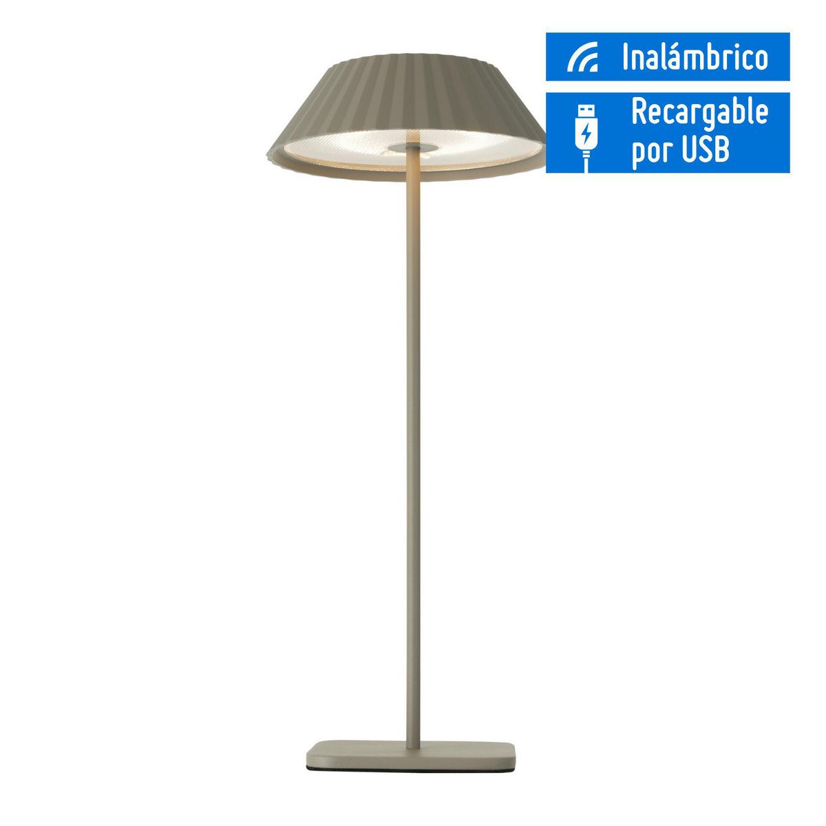JUST HOME COLLECTION - Lámpara de Mesa LED Inalámbrica Recargable por USB Hat Gris