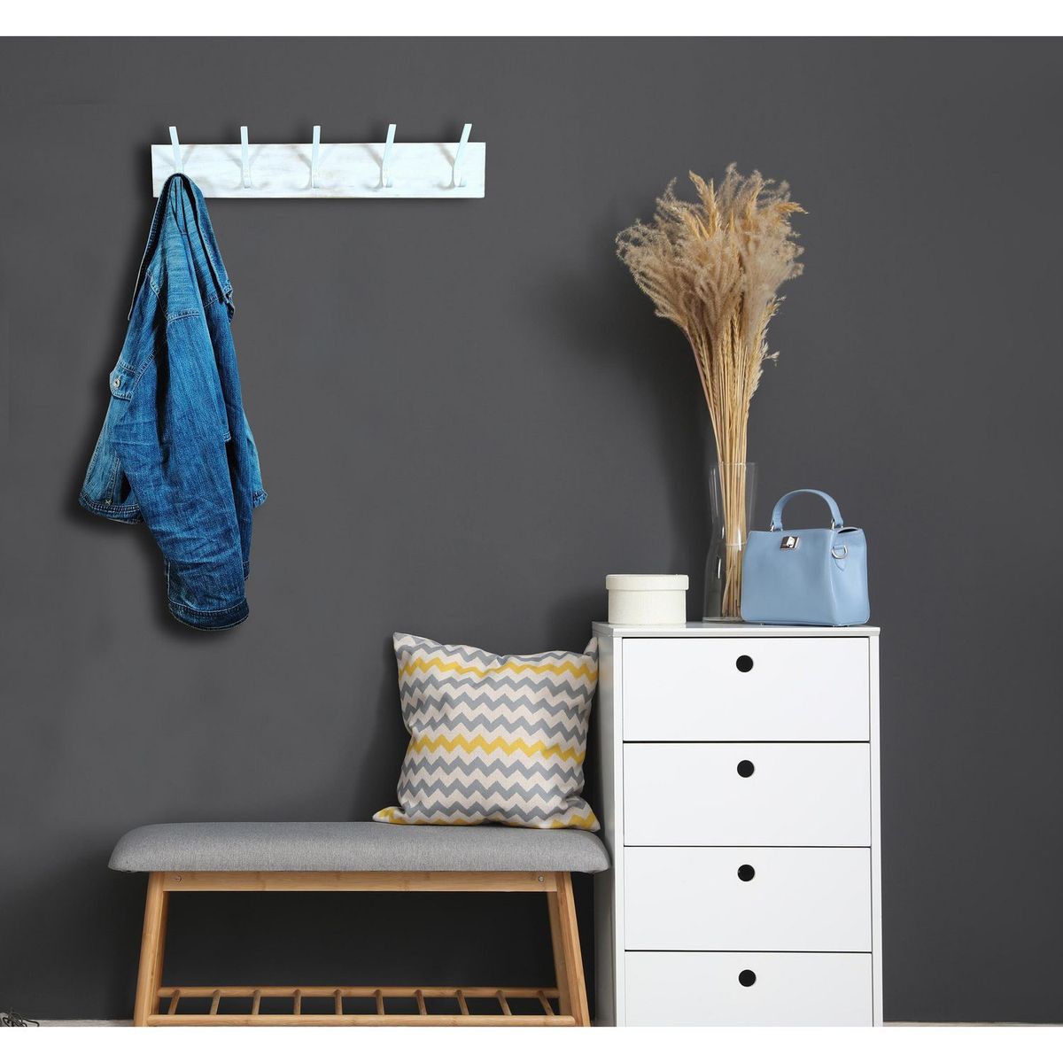 JUST HOME COLLECTION - Perchero 4 Ganchos 45cm Blanco