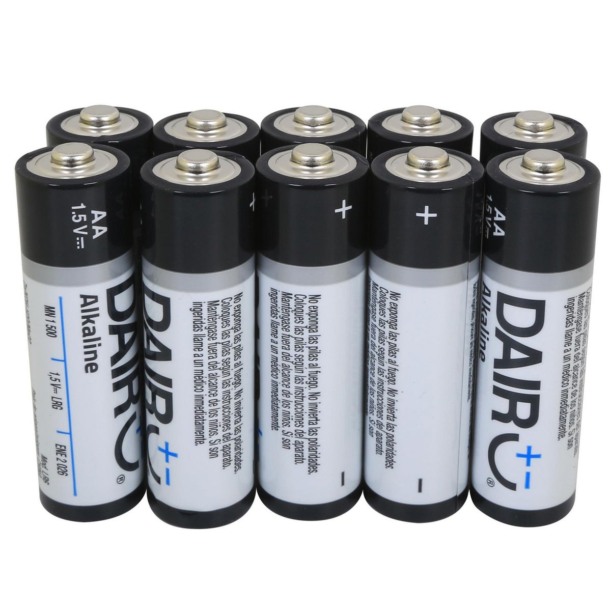 DAIRU - Pack de 10 pilas alcalinas AA 1.5V Dairu