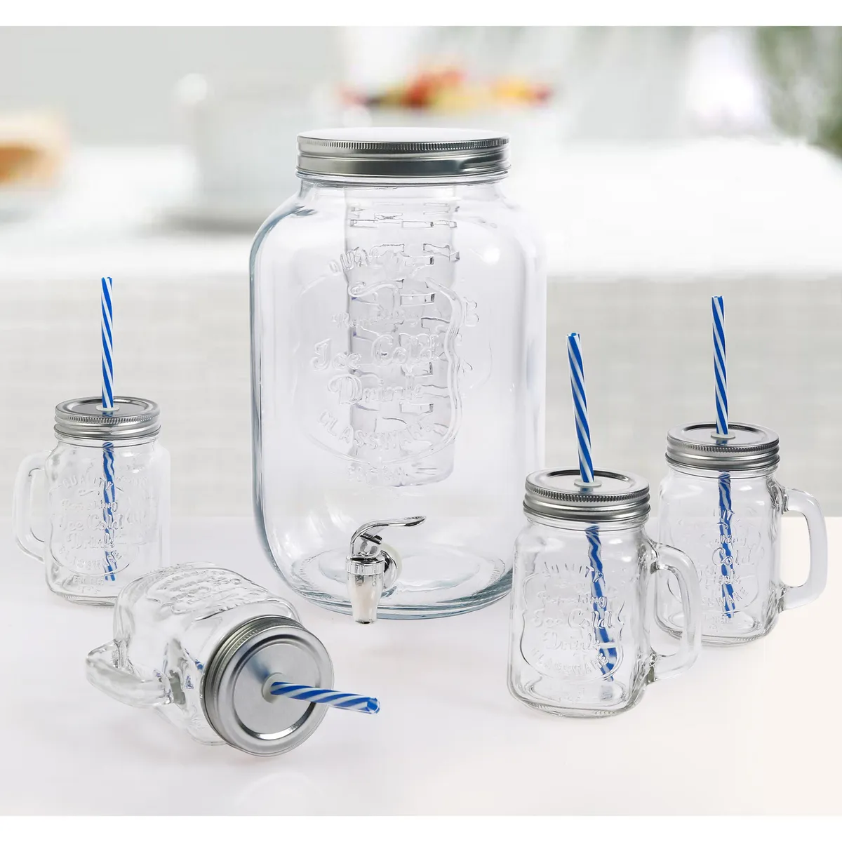 JUST HOME COLLECTION - Set de Dispensador 8l + 4 Jarrones