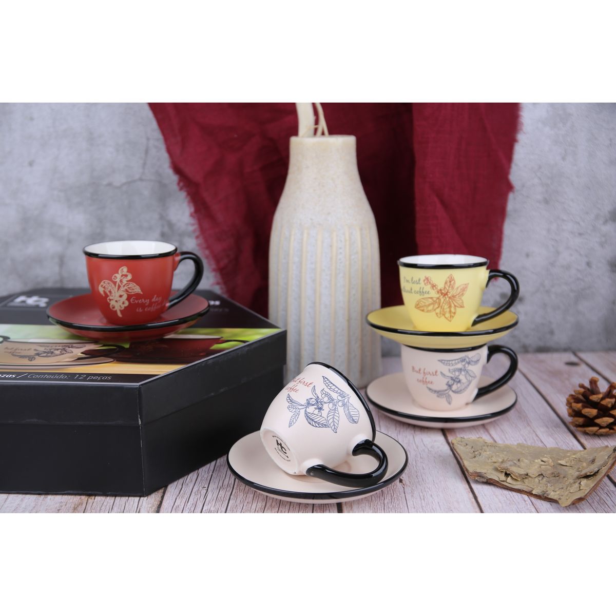 JUST HOME COLLECTION - Set 6 Tazas 90ml + 6 Platillos