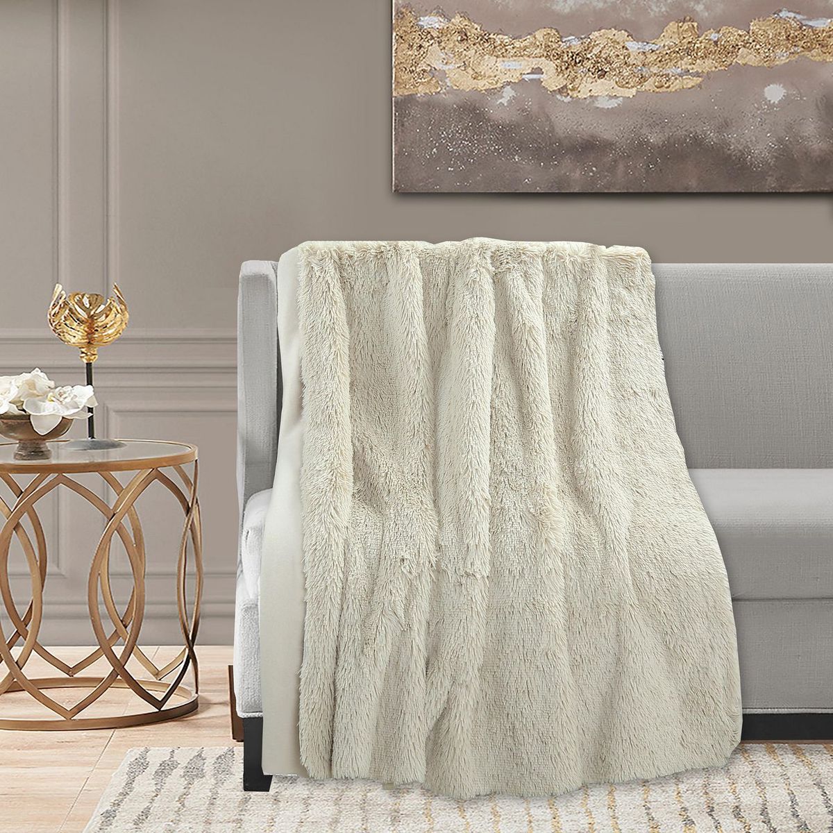 JUST HOME COLLECTION - Manta Clásico Shag 125x150cm Ivory