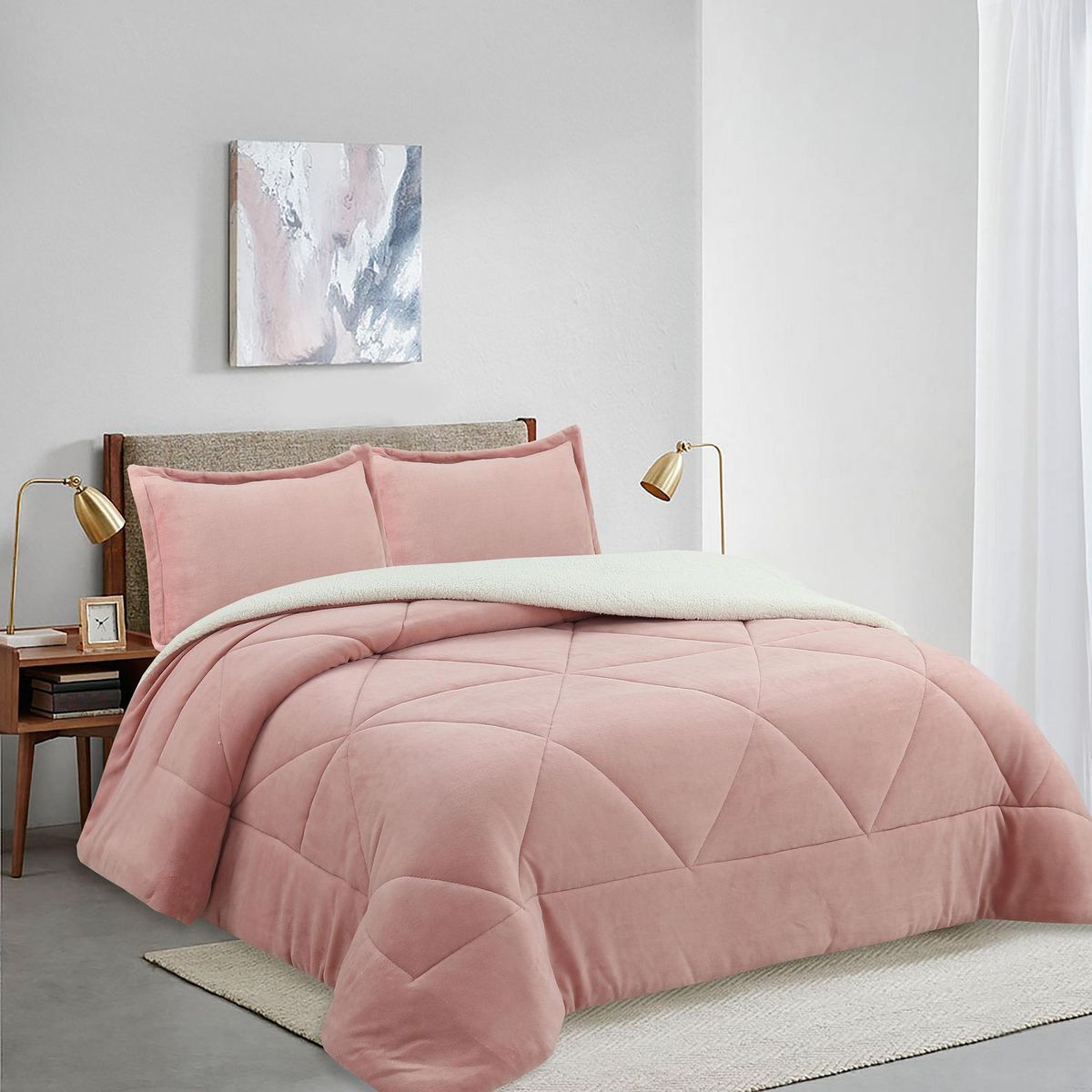 JUST HOME COLLECTION - Plumón Boho Sólido King Rosado