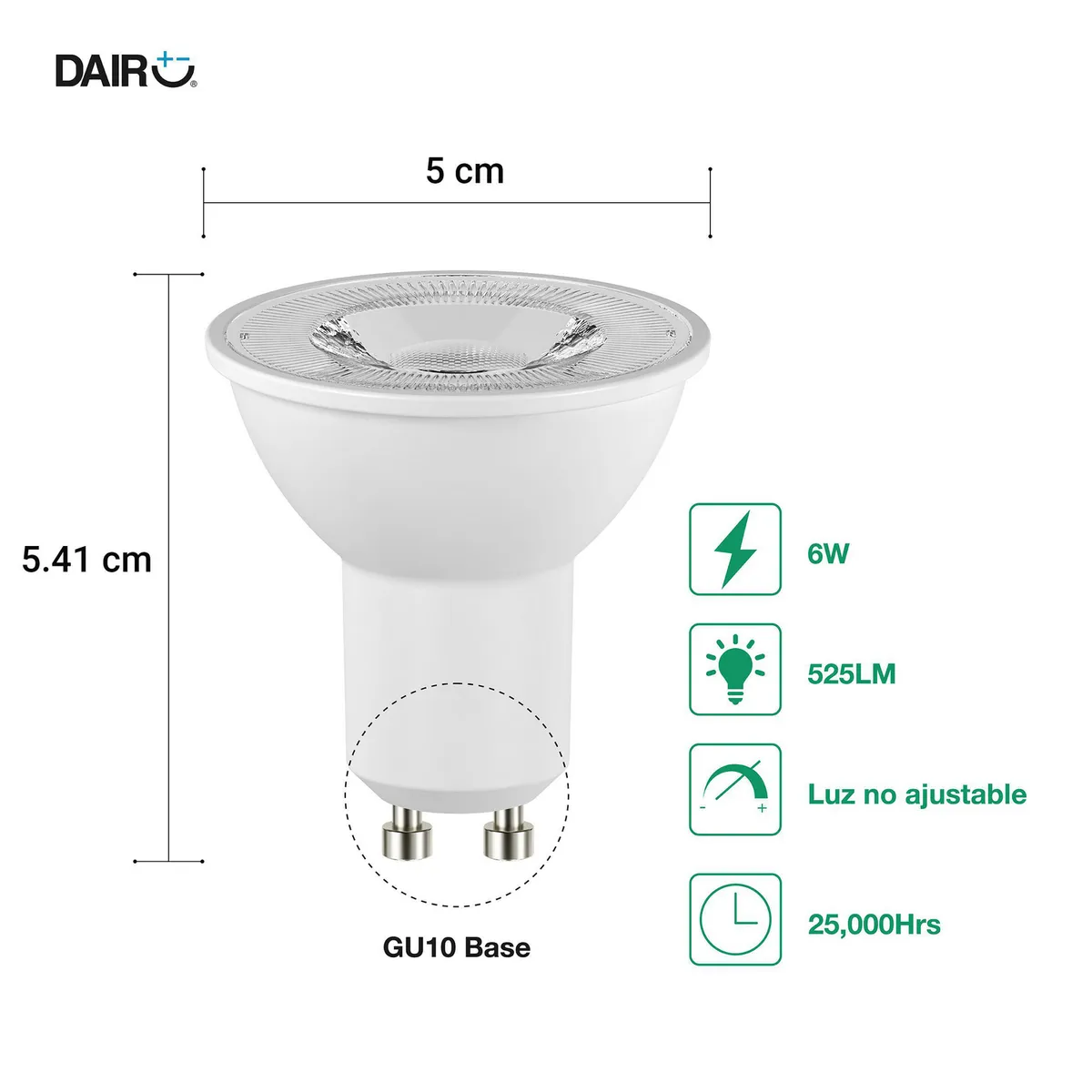 DAIRU - Pack 3 LED 6W Luz Neutra