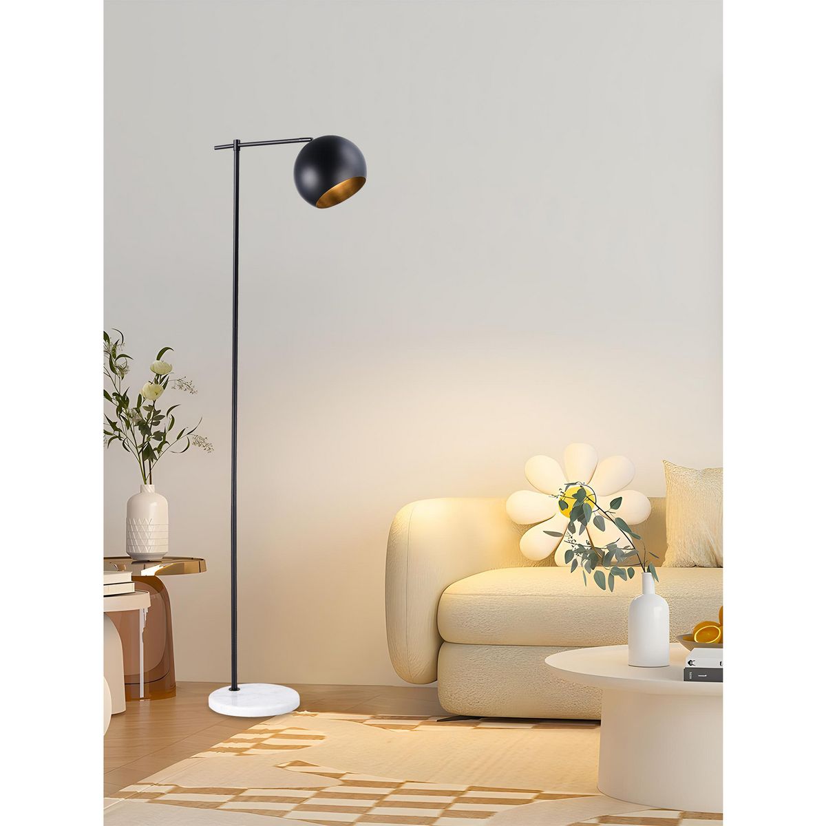 JUST HOME COLLECTION - Lámpara de Pie Dara 1 Luz E27 Negro/Blanco