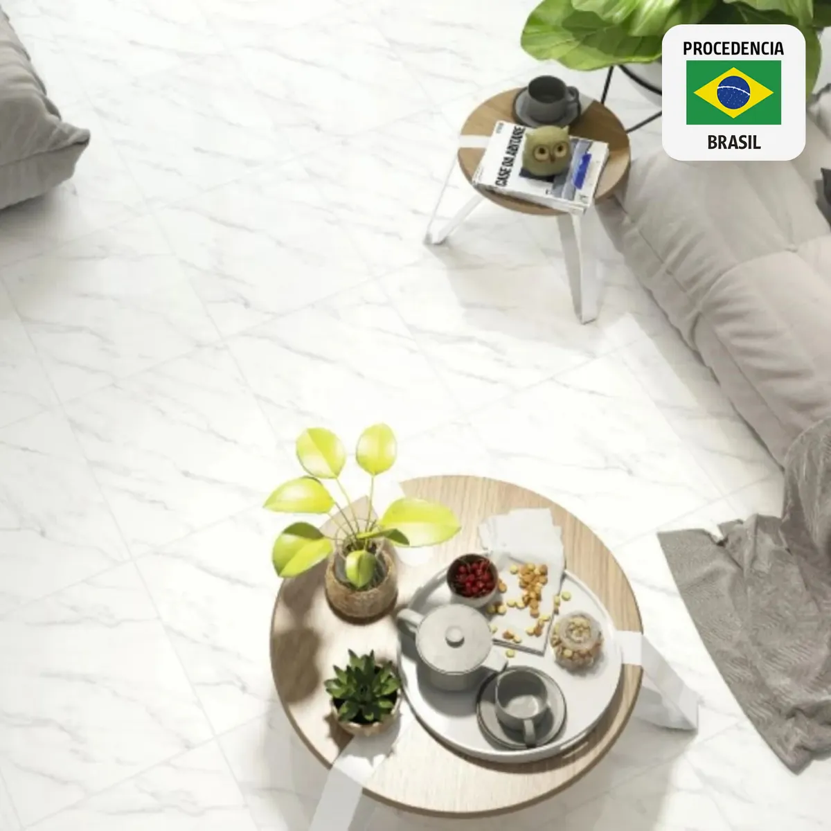 HOLZTEK - Cerámica Blanco 45x45 Marmoladas Satín 2 m2