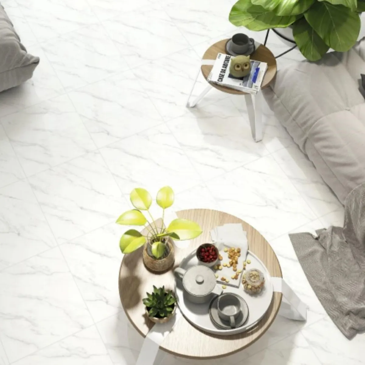 HOLZTEK - Cerámica Blanco 45x45 Marmoladas Satín 2 m2