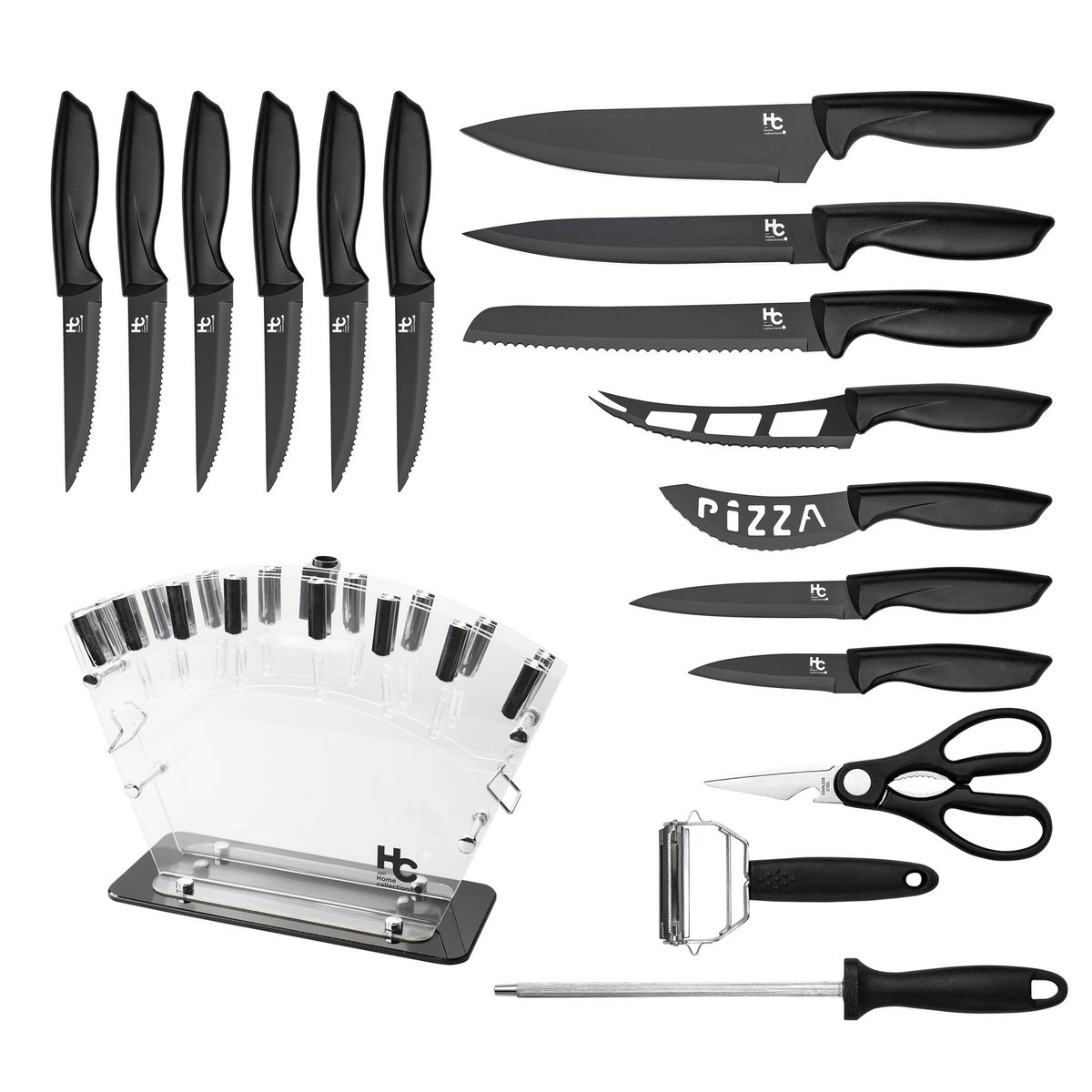 JUST HOME COLLECTION - Set de Cuchillos 17 Piezas C/B Acrílico