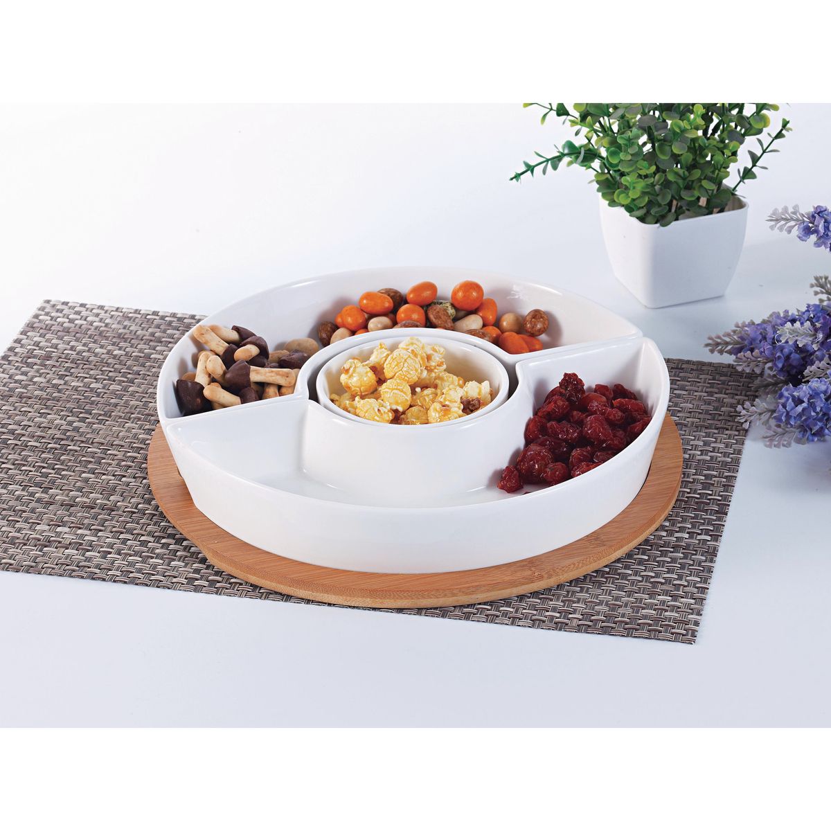 JUST HOME COLLECTION - Bowl para Snacks 3 Divisiones Base Bamboo