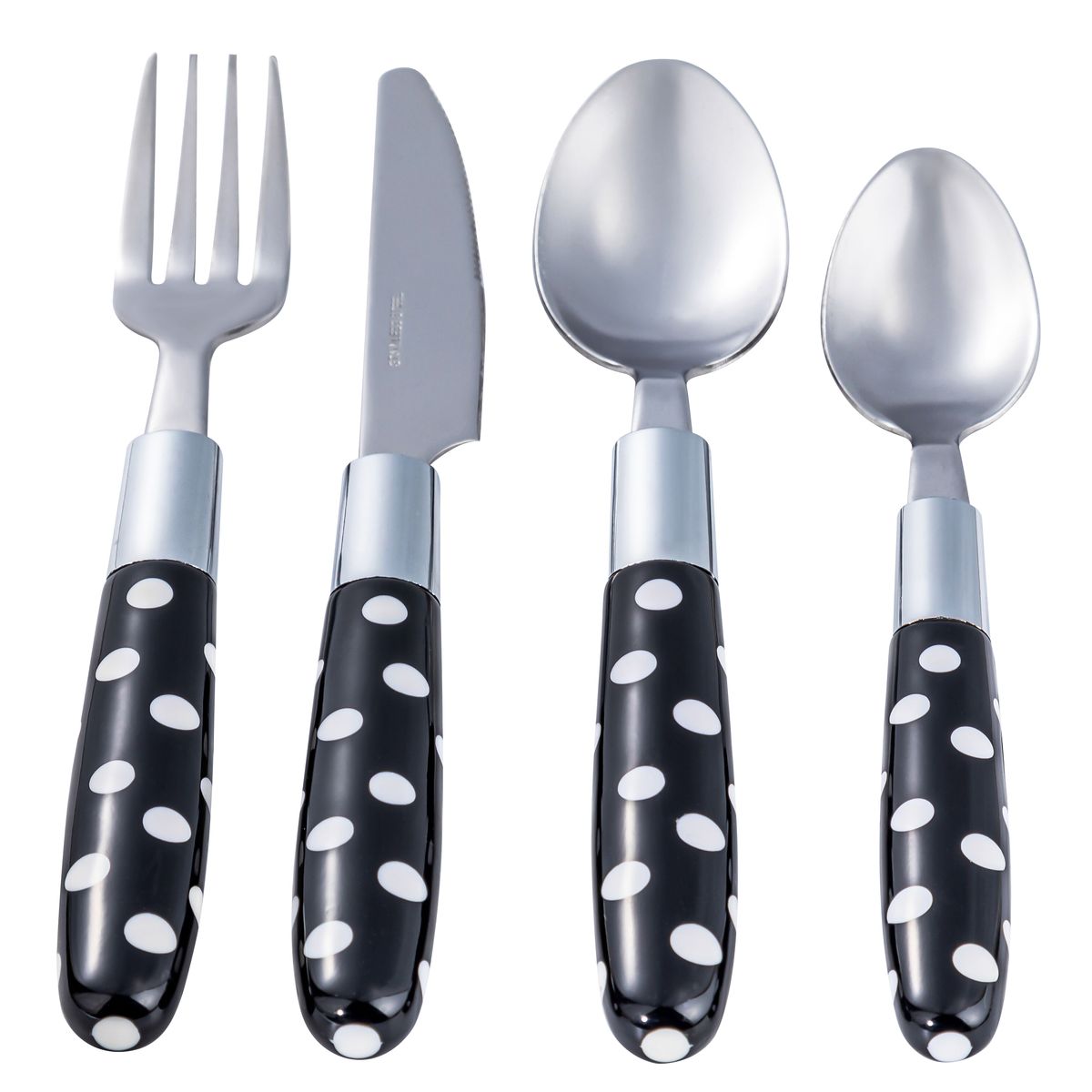 JUST HOME COLLECTION - Juego de Cubiertos 24 piezas Mango Negro/Blanco