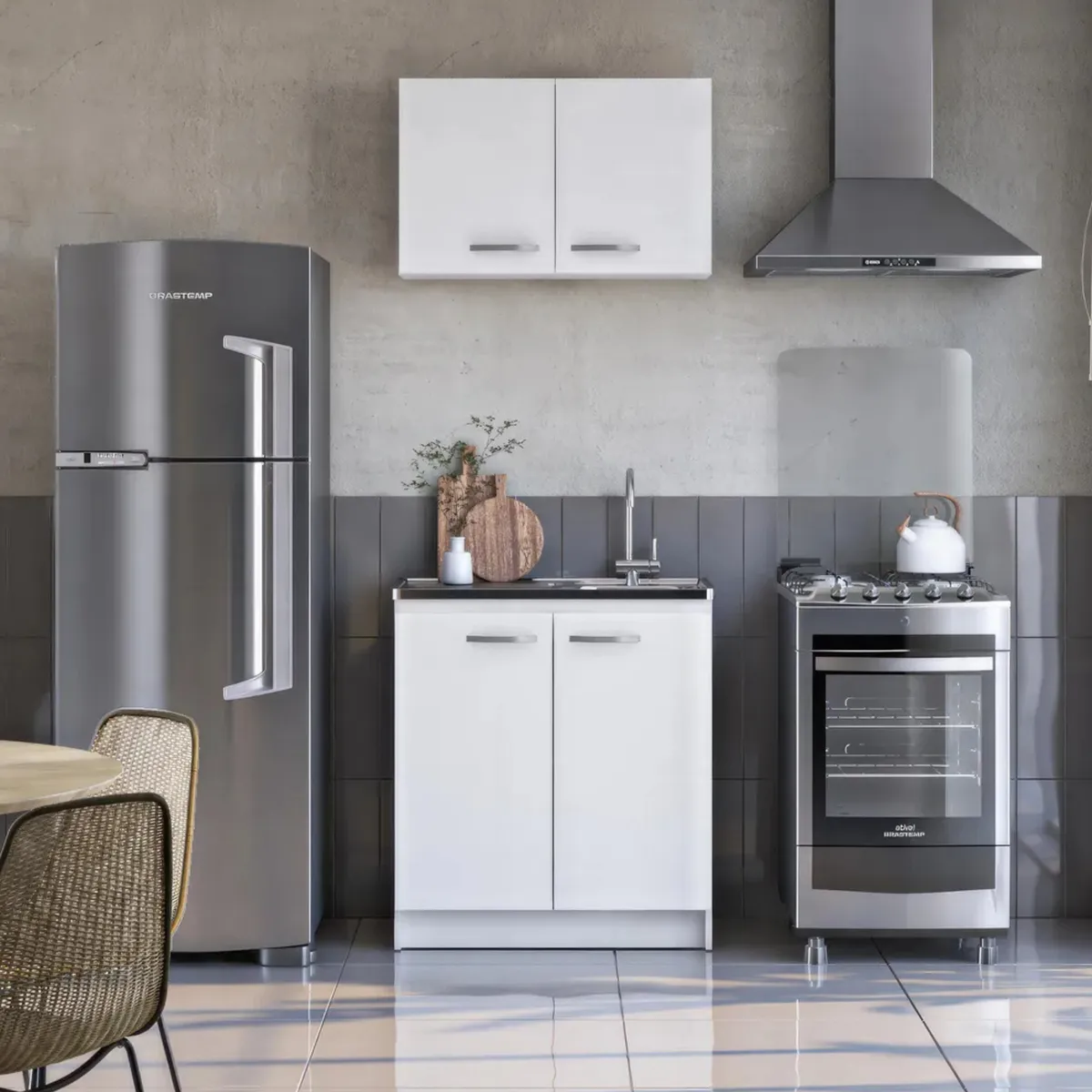 DITALIA - Mueble Mural Cocina 2 Puertas 80cm Blanco