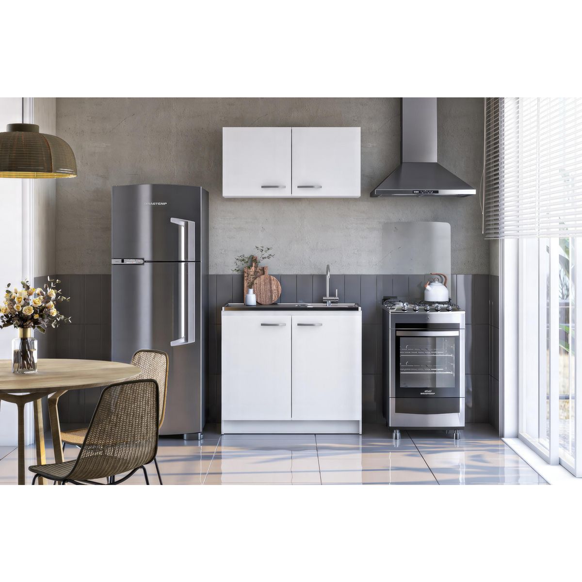 DITALIA - Mueble Mural Cocina 2 Puertas 100cm Blanco