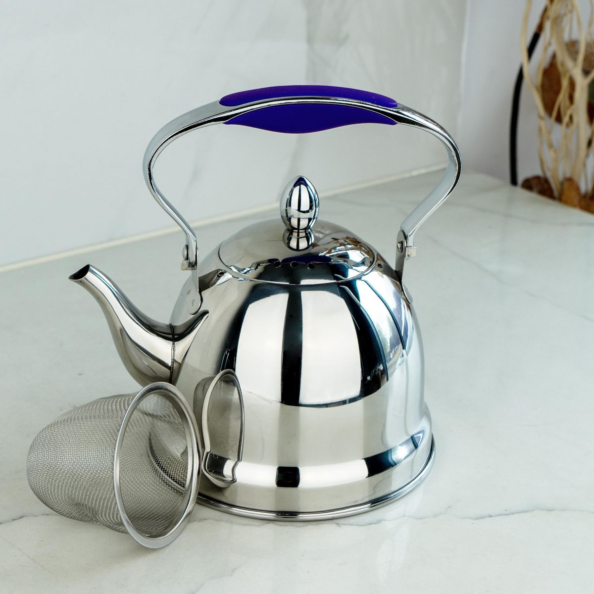 JUST HOME COLLECTION - Tetera de Acero Inoxidable con Infusor 1lt