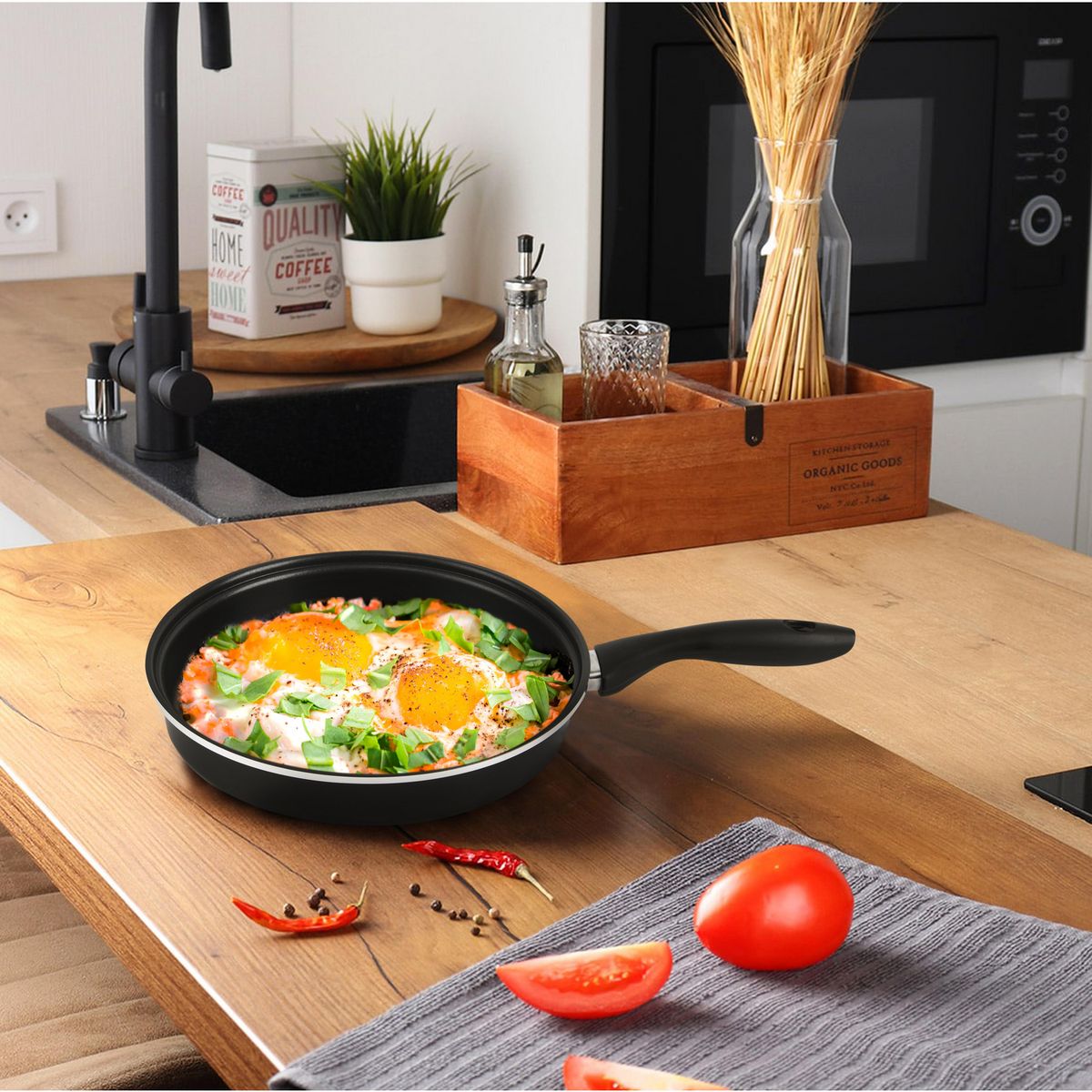 CASA BONITA - Sartén Antiadherente Negro de 28 cm