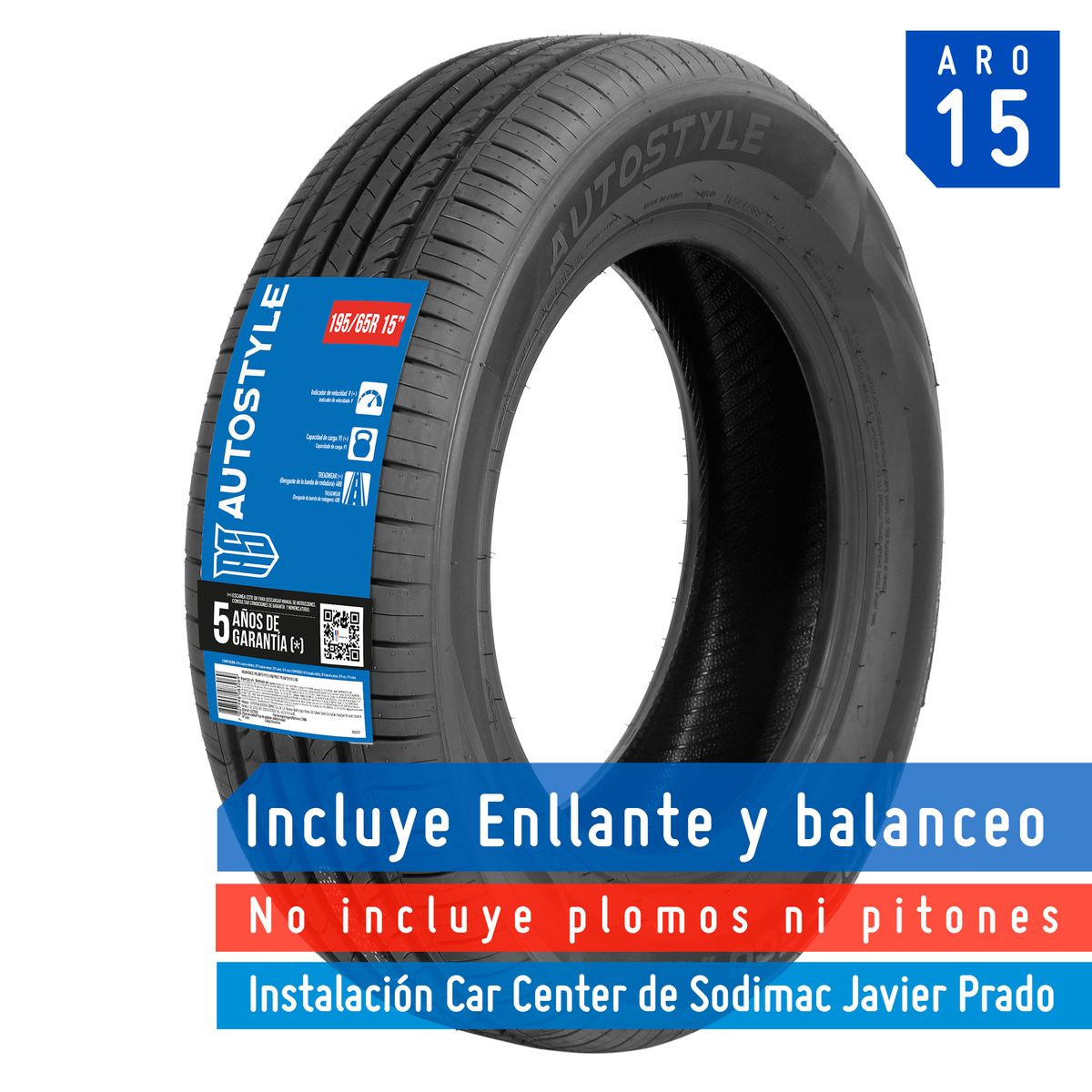 AUTOSTYLE - Llanta 195 65R15 91V Z-108