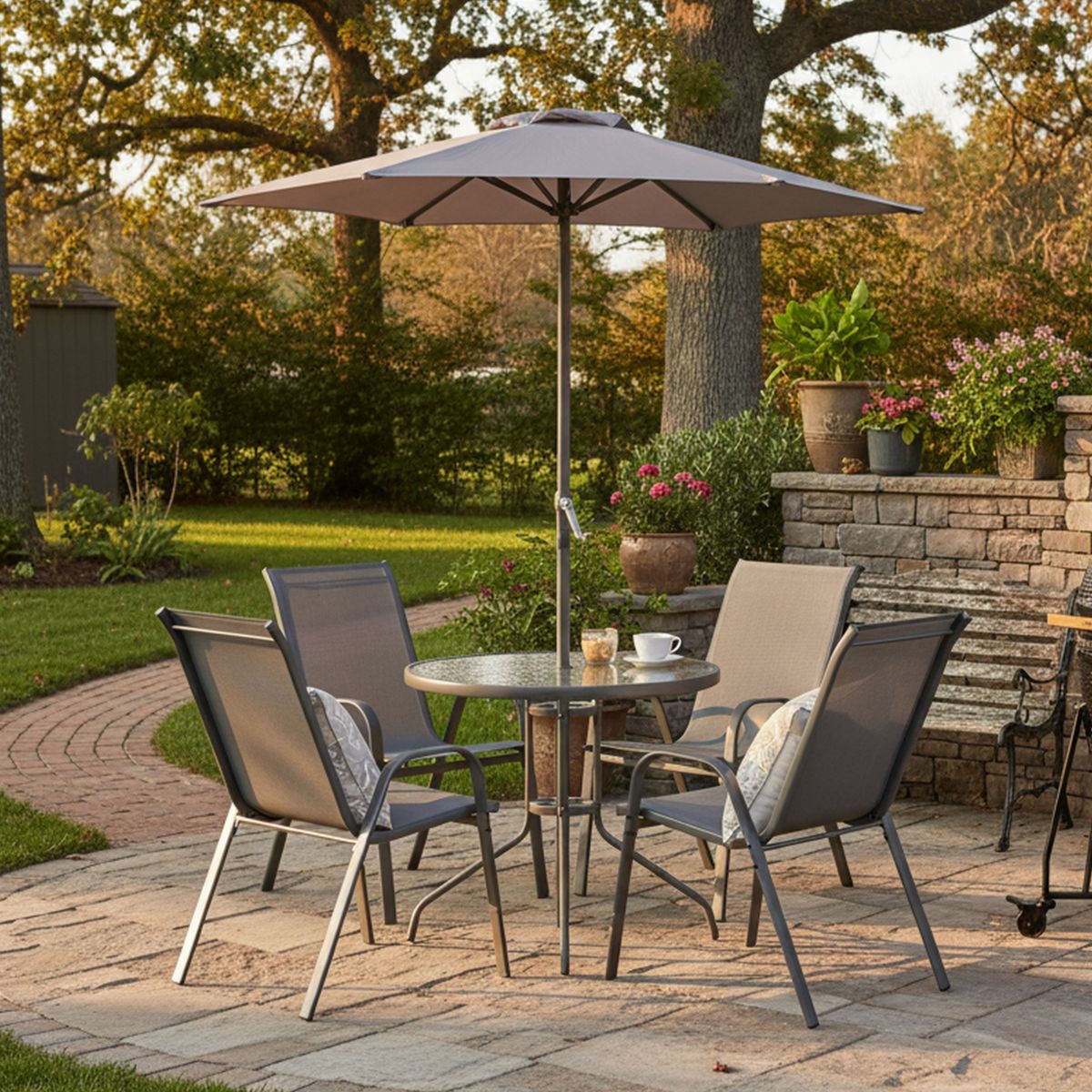 JUST HOME COLLECTION - Juego de Comedor de Terraza Nairobi 4 personas