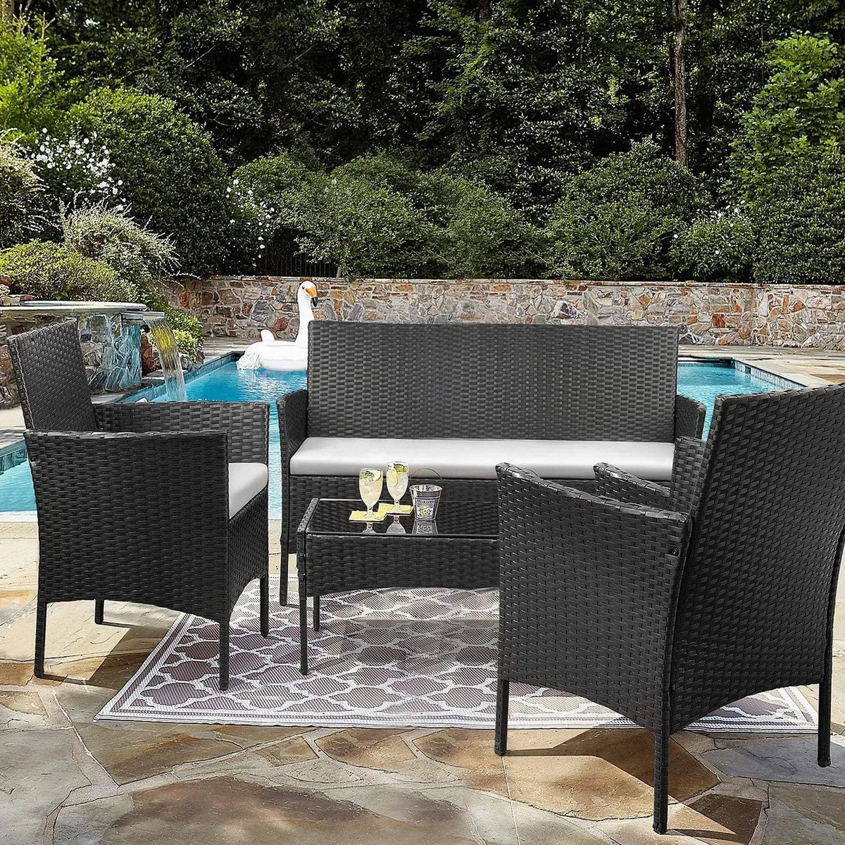 JUST HOME COLLECTION - Juego Living de Terraza Ratan Milan 4 Personas