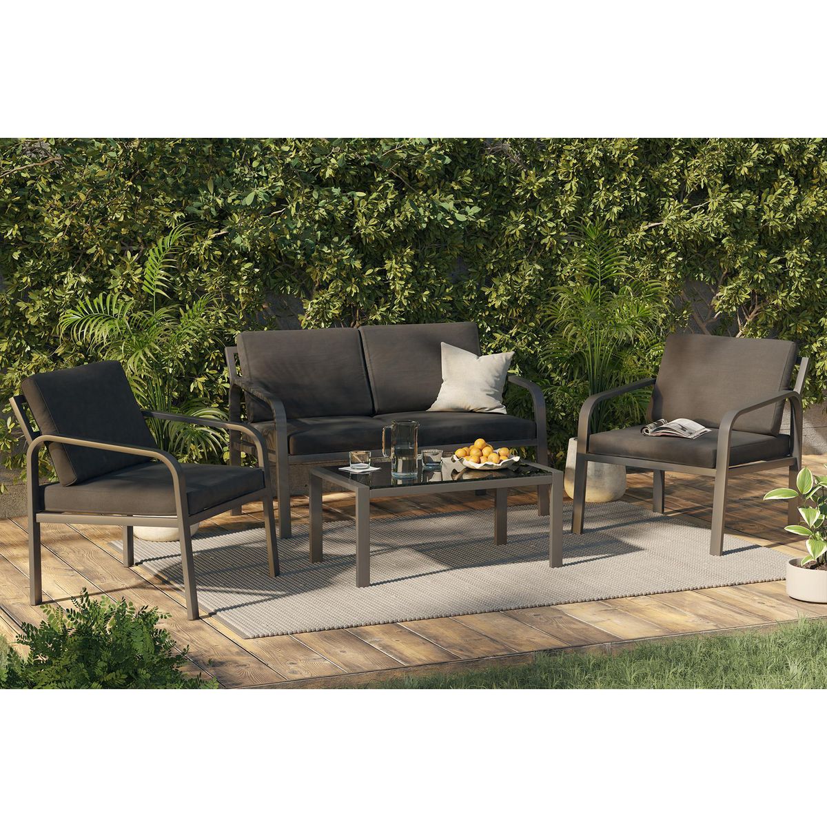 JUST HOME COLLECTION - Juego de Terraza Lyon para 4 Personas