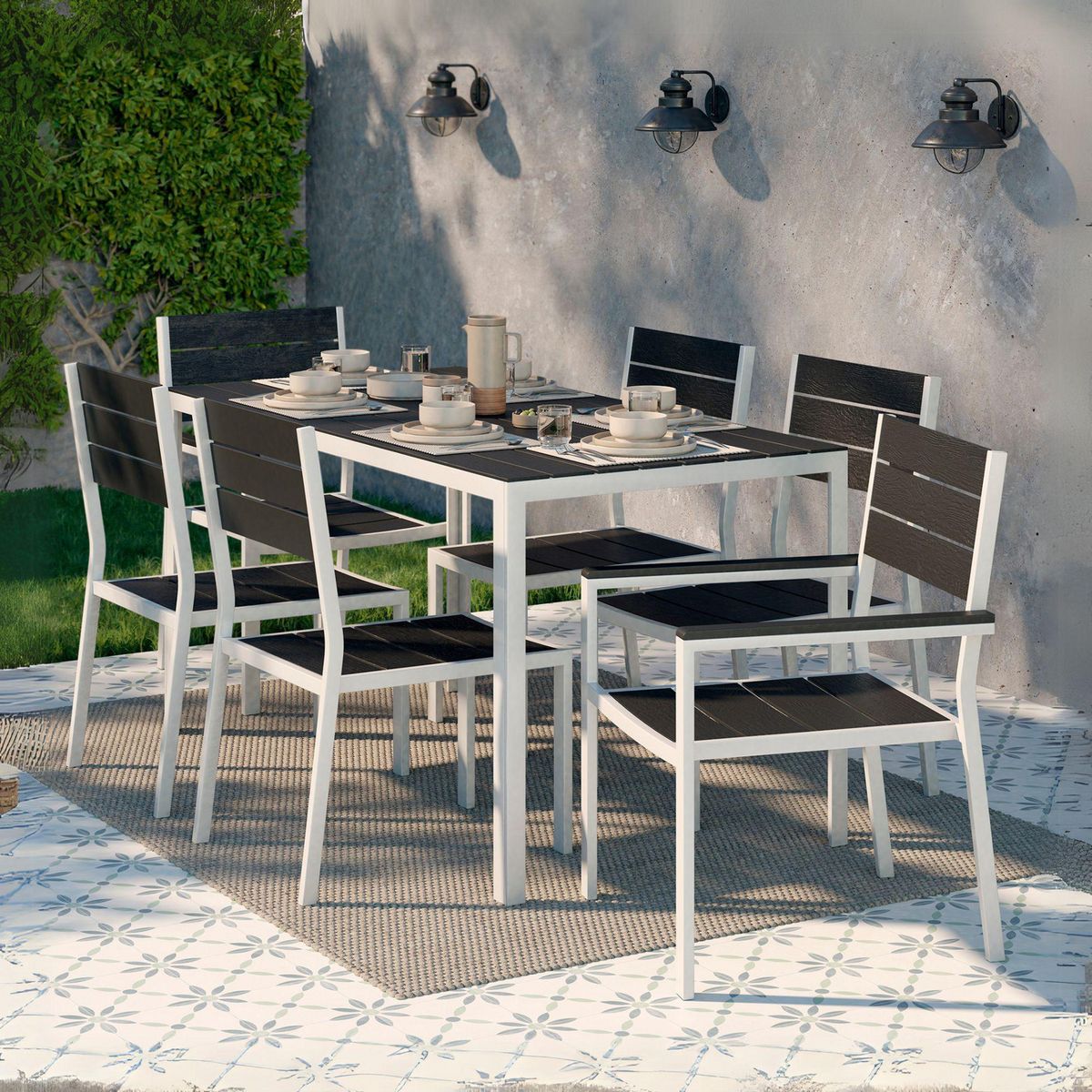 JUST HOME COLLECTION - Juego de Comedor de Terraza Frankfurt para 6 Personas