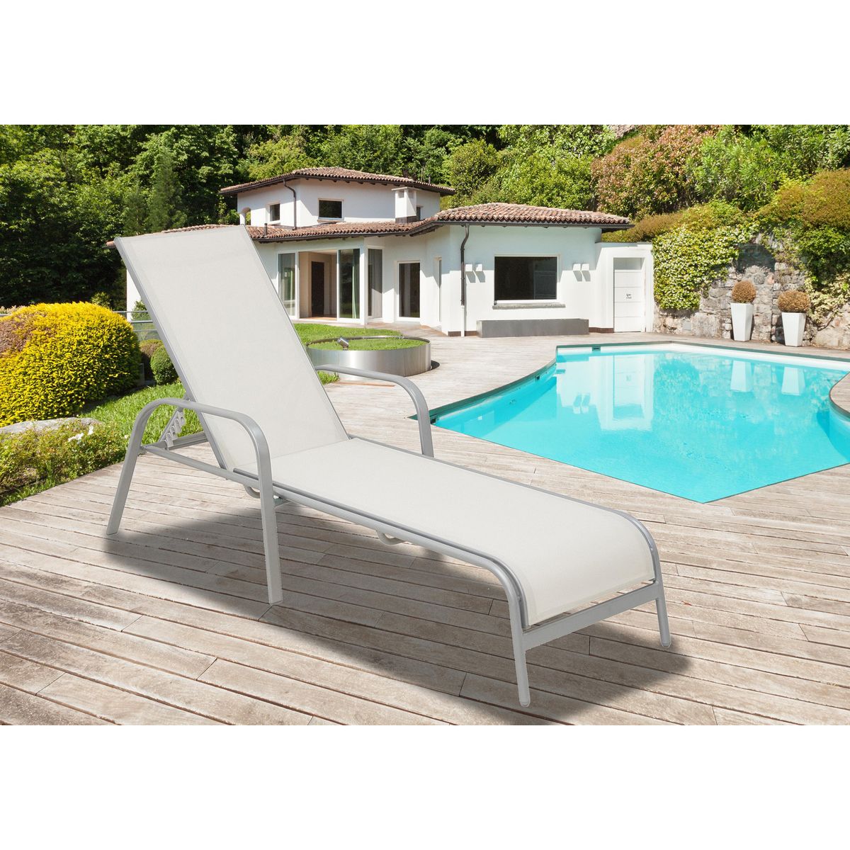 JUST HOME COLLECTION - Reposera Brooklyn Blanca