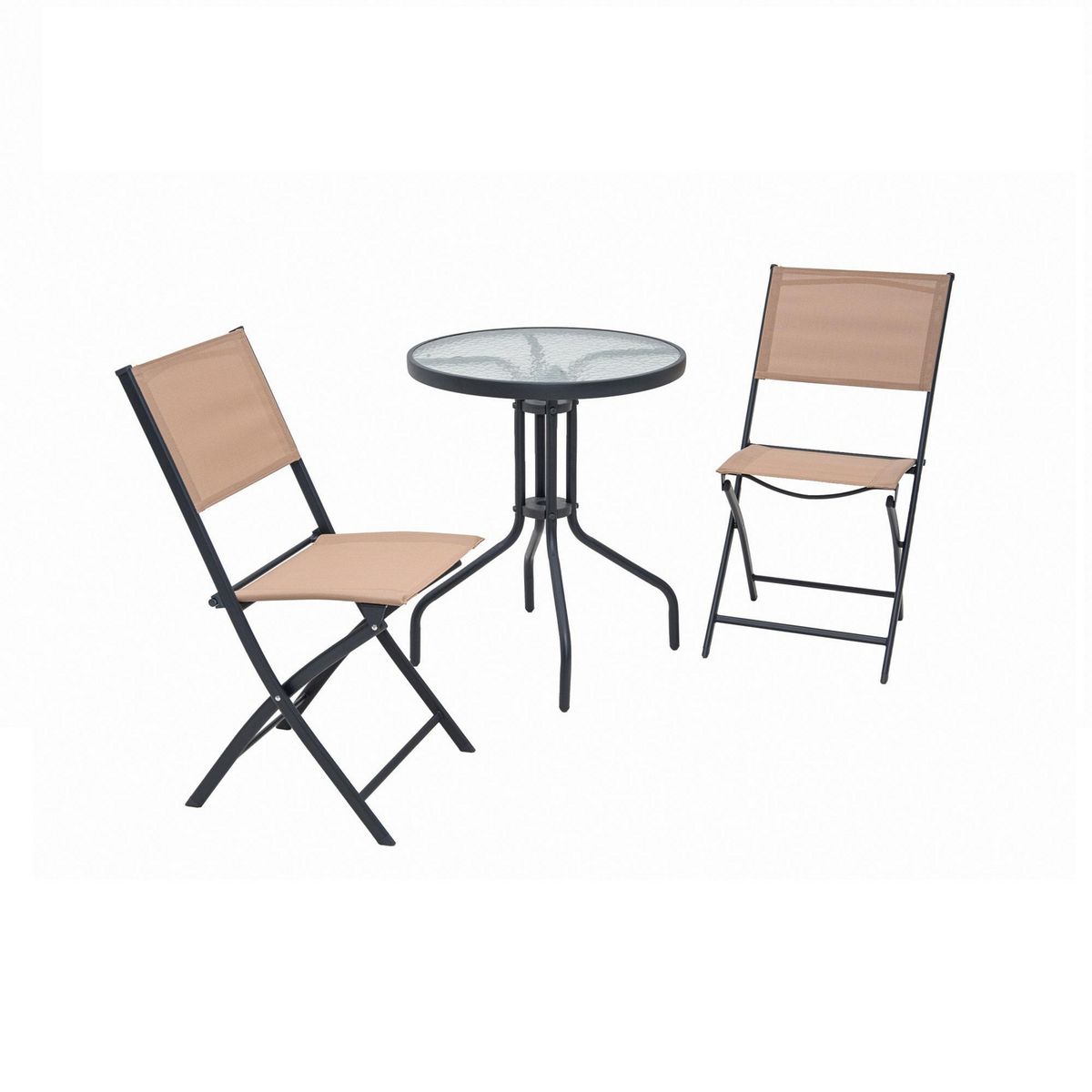 JUST HOME COLLECTION - Juego de Balcón 3 Piezas Metal Capuccino