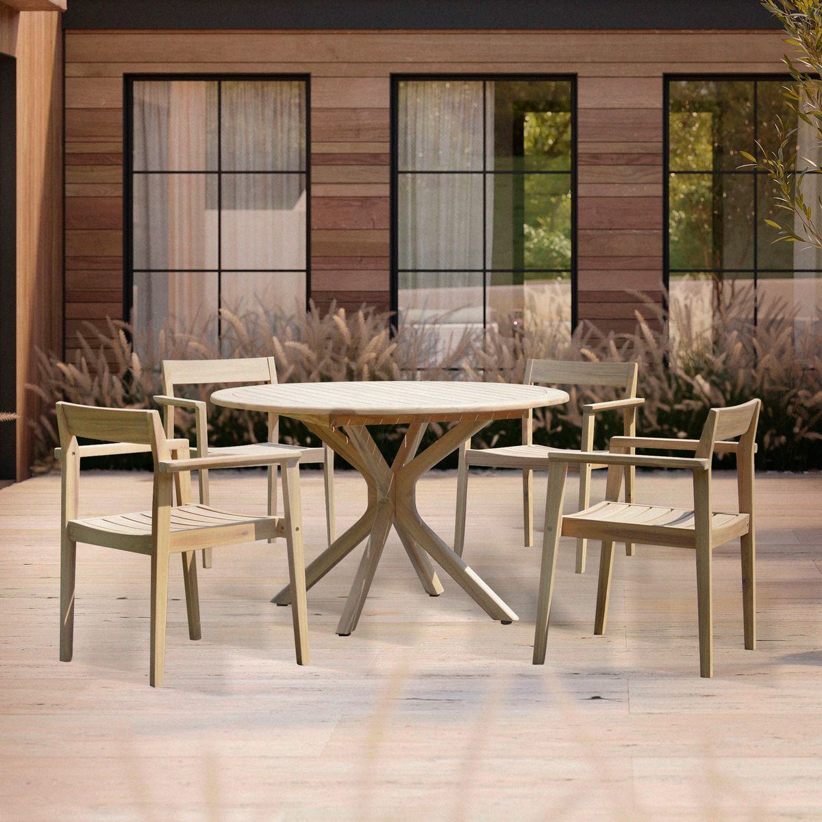 JUST HOME COLLECTION - Juego de Comedor Luanda de Madera para 4 personas