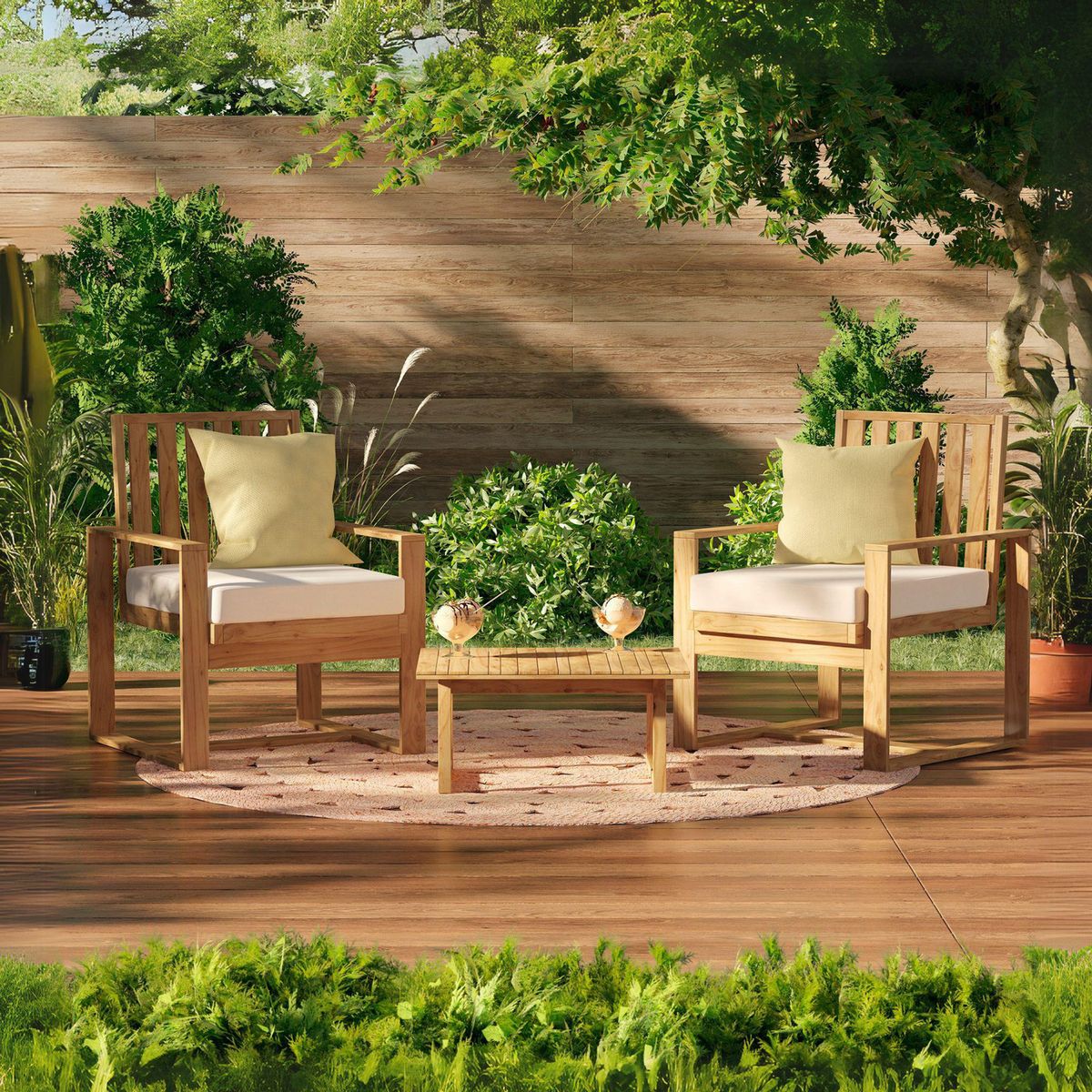 JUST HOME COLLECTION - Juego de Balcón 2 Personas Madera Florida