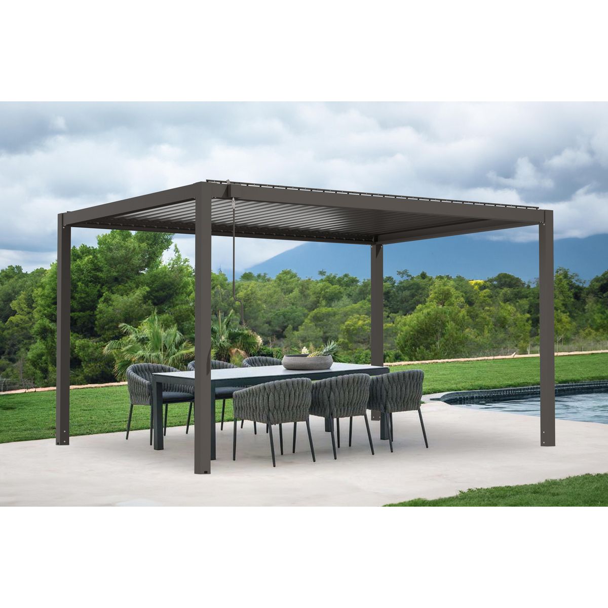 JUST HOME COLLECTION - Pérgola Metálica Negro 3x3m