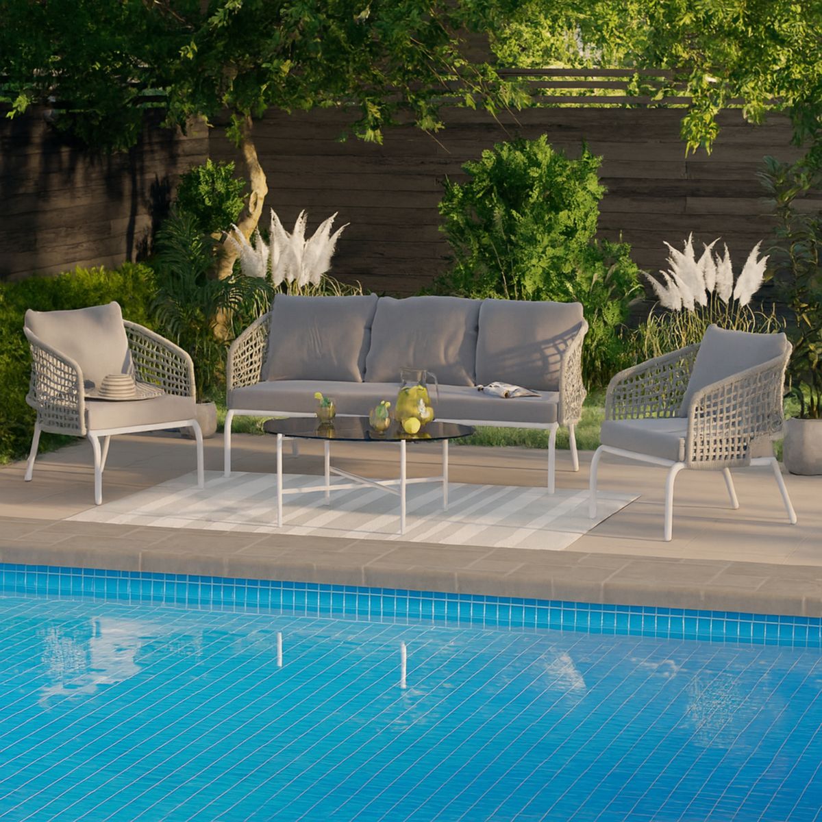 JUST HOME COLLECTION - Juego de Living de Terraza 4 Personas Montreal