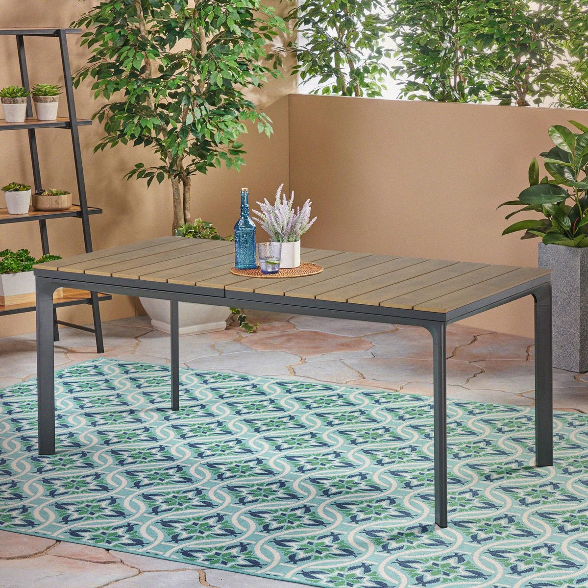 JUST HOME COLLECTION - Mesa de Terraza Extensible Rectangular Natural 200X90CM