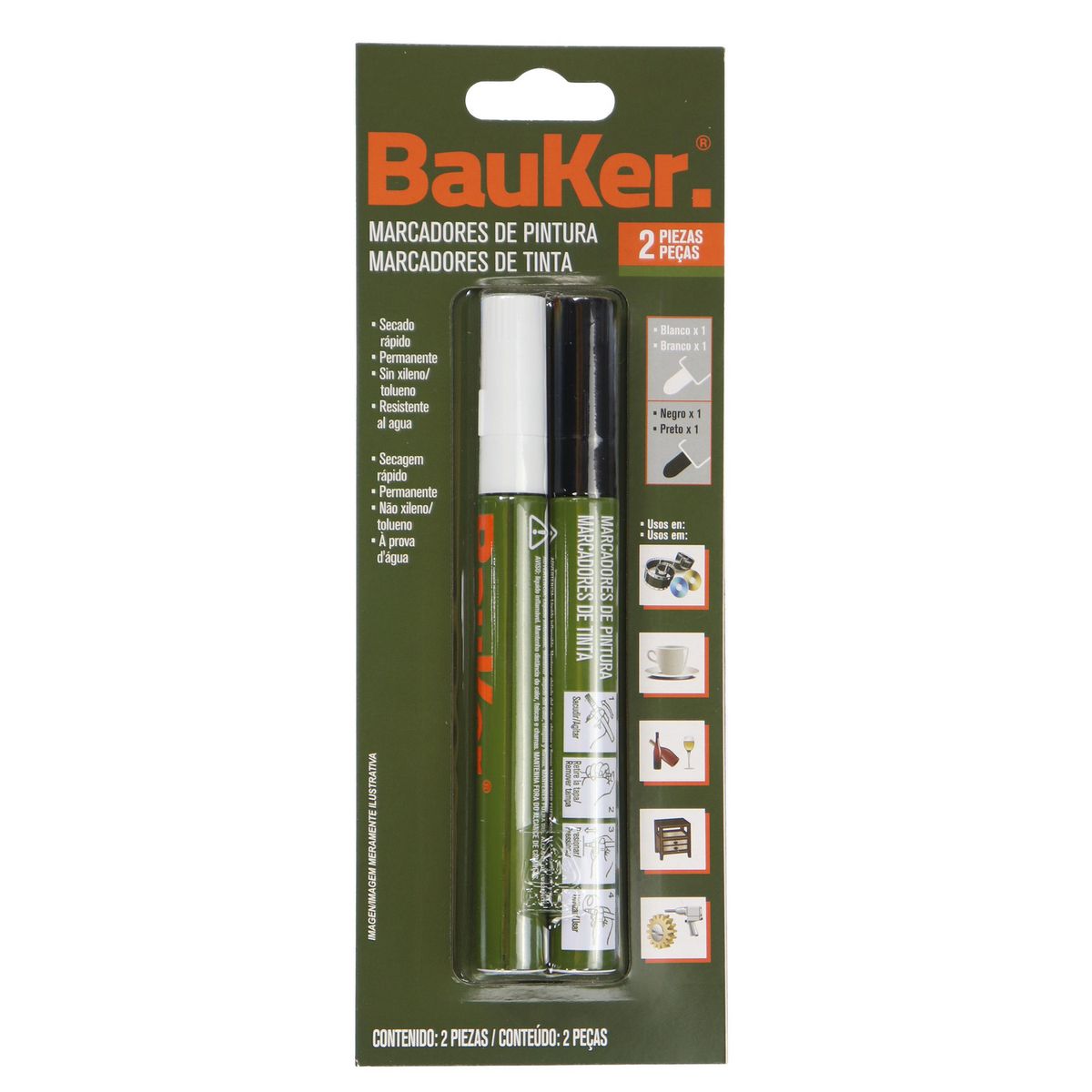 BAUKER - Pack 2 Plumones Negro/Blanco
