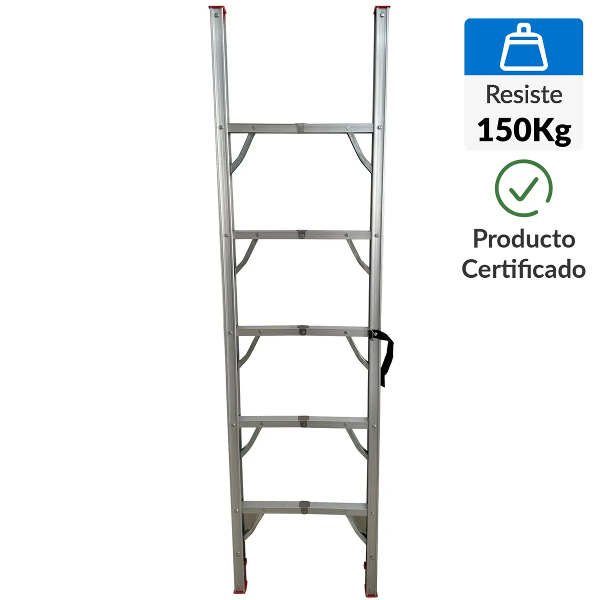 BAUKER - Escalera Recta Plegable de Aluminio 5 Pasos 150Kg