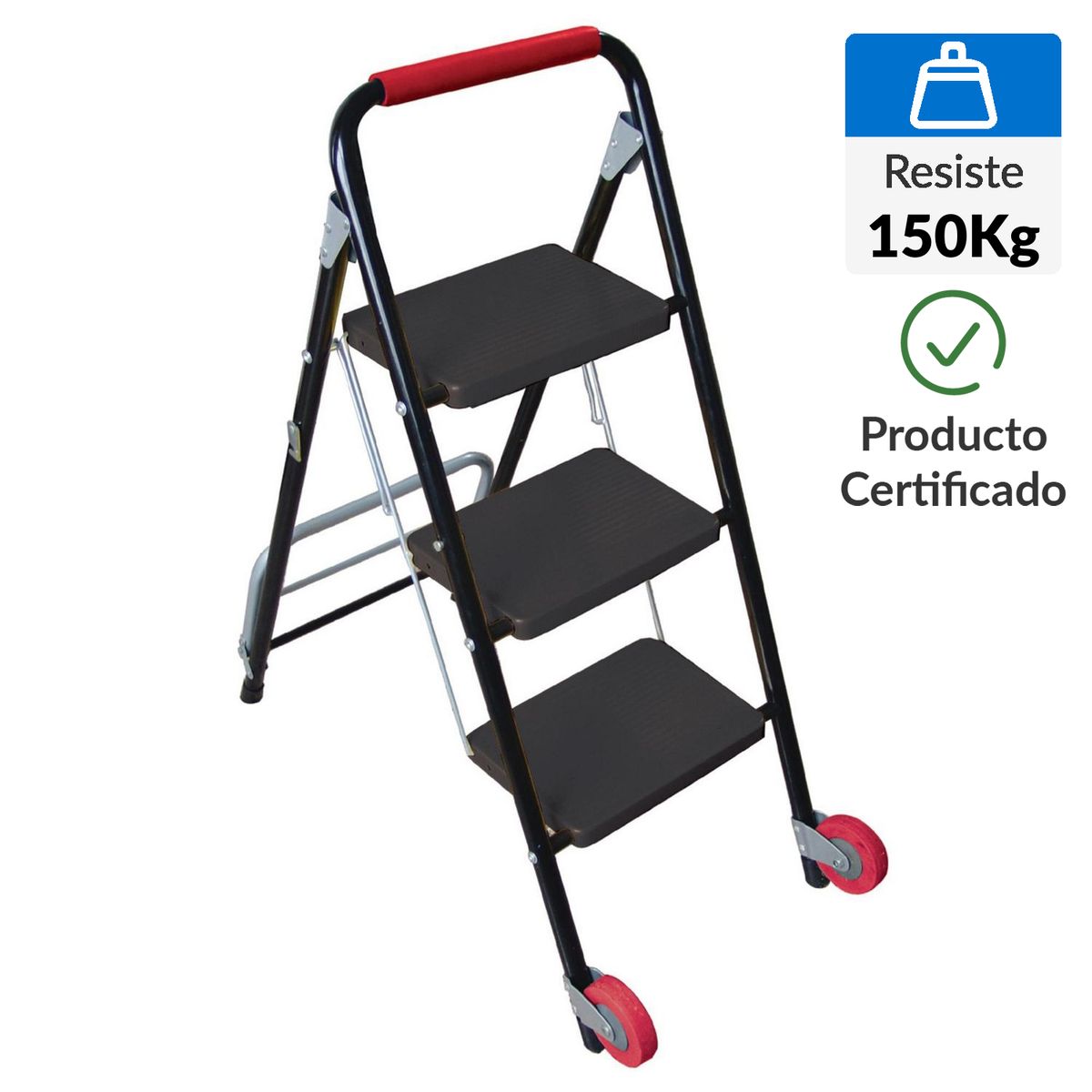 BAUKER - Escalera de tijera de Acero 3 pasos