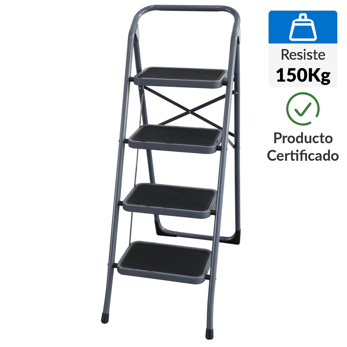 BAUKER - Escalera de tijera de Acero 4 pasos